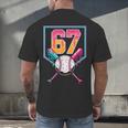 Baseball Ice Cream Drip Number 67 Player 67th Birthday Men Men's Back Print T-Shirt Baseball Ice Cream Drip Number 67 Player 67th Birthday Men Men's Back Print T-Shirt