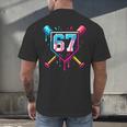 Baseball Ice Cream Drip Number 67 Player 67th Birthday 67 Men's Back Print T-Shirt