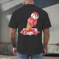Baseball Ice Cream Drip Youth Strawberry Baseball Red Men's Back Print T-Shirt