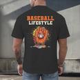 Baseball Lifestyle Ice Cream Drip Baseball Glove Crossed Bat Men's Back Print T-Shirt Baseball Lifestyle Ice Cream Drip Baseball Glove Crossed Bat Men's Back Print T-Shirt