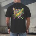 Baseball Mardi Gras Home Plate Ice Cream Drip Carnival Mask Men's Back Print T-Shirt Baseball Mardi Gras Home Plate Ice Cream Drip Carnival Mask Men's Back Print T-Shirt