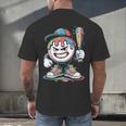 Baseball Mascot Attitude Graffiti Splash Bat Cap Men's Back Print T-Shirt Baseball Mascot Attitude Graffiti Splash Bat Cap Men's Back Print T-Shirt