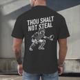 Baseball Player Catcher Thou Shalt Not Steal Coach Baseball Men's Back Print T-Shirt Baseball Player Catcher Thou Shalt Not Steal Coach Baseball Men's Back Print T-Shirt