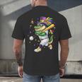 Baseball Player Mardi Gras Alligator Carnival Costume Beads Men's Back Print T-Shirt