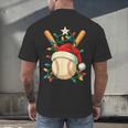 Baseball Santa Christmas Ball Baseball Lover Player Boys Men's Back Print T-Shirt