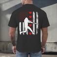 Baseball Silhouette Heart USA Flag Hearts American Boys Kids Men's Back Print T-Shirt