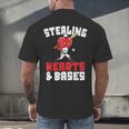 Boys Baseball Valentines Shirt Sterling Hearts Baseball Men's Back Print T-Shirt