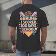 Bruh I Scored 100 Days Of School Baseball Ice Cream Drip Tee Men's Back Print T-Shirt Bruh I Scored 100 Days Of School Baseball Ice Cream Drip Tee Men's Back Print T-Shirt