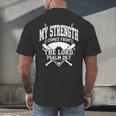 Christian Baseball My Strength Comes From The Lord Baseball Men's Back Print T-Shirt Christian Baseball My Strength Comes From The Lord Baseball Men's Back Print T-Shirt