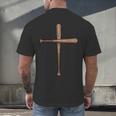 Cross Baseball Bats Christian Faith Sports Coach Pitcher Men's Back Print T-Shirt Cross Baseball Bats Christian Faith Sports Coach Pitcher Men's Back Print T-Shirt
