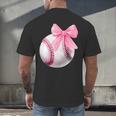 Cute Coquette Baseball Pink Bow Player & Fan Girls Men's Back Print T-Shirt