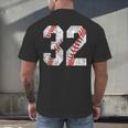 Distressed Baseball Number 32 Jersey Uniform Player Fan Men's Back Print T-Shirt