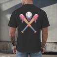 Dripping Pink Baseball Crossed Bats Summer Men's Back Print T-Shirt Dripping Pink Baseball Crossed Bats Summer Men's Back Print T-Shirt