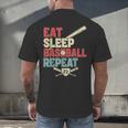 Eat Sleep Baseball Repeat Bat Ball Player Fan Men's Back Print T-Shirt Eat Sleep Baseball Repeat Bat Ball Player Fan Men's Back Print T-Shirt