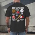 God Says I Am Baseball Player Catcher Pitcher Boys Men Men's Back Print T-Shirt God Says I Am Baseball Player Catcher Pitcher Boys Men Men's Back Print T-Shirt