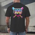 Happy 100 Days Of School Baseball Drip 100th Day Of School Men's Back Print T-Shirt Happy 100 Days Of School Baseball Drip 100th Day Of School Men's Back Print T-Shirt