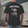 Jesus Saves Shirt Religious Christian Faith Baseball Men's Back Print T-Shirt Jesus Saves Shirt Religious Christian Faith Baseball Men's Back Print T-Shirt