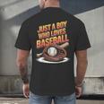 Just A Boy Who Loves Baseball Player Kids Men's Back Print T-Shirt