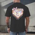 Kids Happy Easter Bunny Playing Baseball Boy Ice Cream Drip Men's Back Print T-Shirt