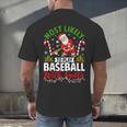 Most Likely To Play Baseball With Santa Christmas Pajamas Men's Back Print T-Shirt Most Likely To Play Baseball With Santa Christmas Pajamas Men's Back Print T-Shirt