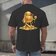 Melting Baseball Mascot Slugger Bat Cap Cartoon Men's Back Print T-Shirt