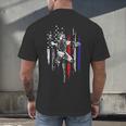 Patriotic Baseball Catcher American Flag Sports Tee Men's Back Print T-Shirt