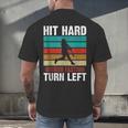 Retro Hit Hard Run Fast Turn Left Baseball Lover Men's Back Print T-Shirt