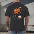 Spooky Halloween Scary Pumpkin Baseball Player Witchy Vibes Men's Back Print T-Shirt Spooky Halloween Scary Pumpkin Baseball Player Witchy Vibes Men's Back Print T-Shirt
