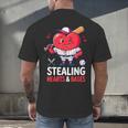 Stealing Hearts And Bases Baseball Player Valentine's Day Men's Back Print T-Shirt Stealing Hearts And Bases Baseball Player Valentine's Day Men's Back Print T-Shirt