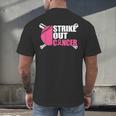 Strike Out Cancer Breast Cancer Awareness Baseball Warrior Men's Back Print T-Shirt Strike Out Cancer Breast Cancer Awareness Baseball Warrior Men's Back Print T-Shirt