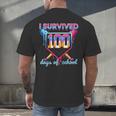 I Survived 100 Days Of School Baseball Boys Students Men's Back Print T-Shirt I Survived 100 Days Of School Baseball Boys Students Men's Back Print T-Shirt