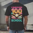 I Survived 100 Days Of School Baseball Ice Cream Drip Men's Back Print T-Shirt I Survived 100 Days Of School Baseball Ice Cream Drip Men's Back Print T-Shirt