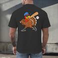 Turkey Baseball Thanksgiving Sports Humor Men Boy Kids Men's Back Print T-Shirt