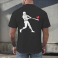 Valentines US Baseball Player Silhouette Heart Men's Back Print T-Shirt
