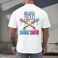 Baseball 10 Year Old Ice Cream Drip 10th Bday Double Digits Men's Back Print T-Shirt