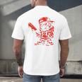 Drippy Baseball Mascot Valentine Heart Glasses Cartoon Men's Back Print T-Shirt