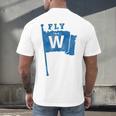 Fly The W Chicago Baseball Winning Flag Distressed Premium Tri-Blend Men's Back Print T-Shirt