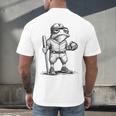 Frog Basketbal Men Women Grumpy Frog Playing Baseball Men's Back Print T-Shirt