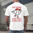 Hit Hard Run Fast Turn Left Baseball Player Premium Tri-Blend Men's Back Print T-Shirt Hit Hard Run Fast Turn Left Baseball Player Premium Tri-Blend Men's Back Print T-Shirt