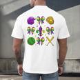 Mardi Gras Baseball Coquette Bow Fat Tuesday Parade Girls Men's Back Print T-Shirt Mardi Gras Baseball Coquette Bow Fat Tuesday Parade Girls Men's Back Print T-Shirt