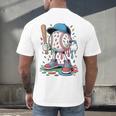 Melting Slime Sprinkle Baseball Mascot With Bat Men's Back Print T-Shirt Melting Slime Sprinkle Baseball Mascot With Bat Men's Back Print T-Shirt