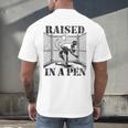 Raised In a Pen Baseball Pitcher Saying Bullpen Men's Back Print T-Shirt Raised In a Pen Baseball Pitcher Saying Bullpen Men's Back Print T-Shirt