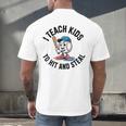 I Teach Kids To Hit And Steal Baseball Softball Coach Men's Back Print T-Shirt I Teach Kids To Hit And Steal Baseball Softball Coach Men's Back Print T-Shirt