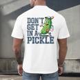 Youth Baseball Catcher Humor Don’t Get In A Pickle Men's Back Print T-Shirt