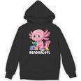 Axolotl Reading Book Readsalotl Kawaii Axolotl Book Bookworm Unisex Hoodie