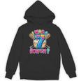 Blue Checkered I Was 6 Now I'm 7 Birthday Cake Baseball Drip Unisex Hoodie