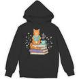 Cat Reading Book Lover Coffee Books Teacher Librarian Cat Unisex Hoodie