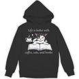 Cat Reads a Book Reading Coffee Unisex Hoodie