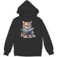 Cute Cat Wearing Glasses Reading a Book Unisex Hoodie