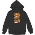 Cute Highland Cow With Glasses Reading Books Unisex Hoodie Cute Highland Cow With Glasses Reading Books Unisex Hoodie